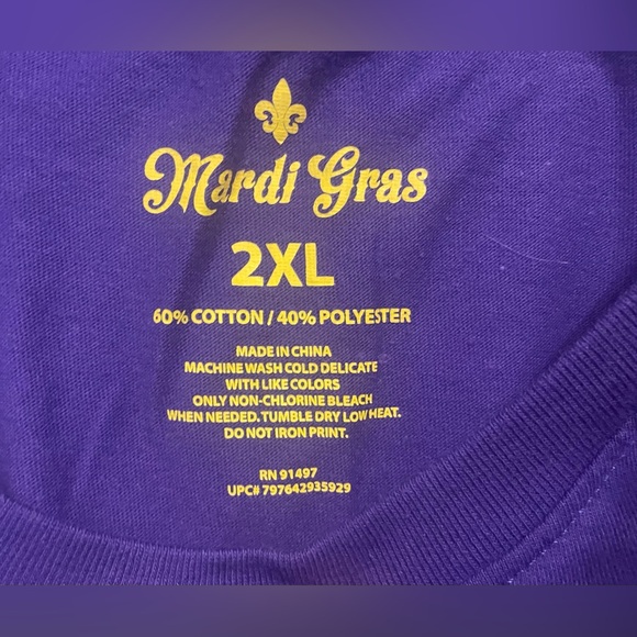 Mardi Gras Brand Purple with “Mardi Like A Rock Star “ Women Shortsleeve 2X - Picture 5 of 6